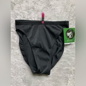 Baltex High Cut Black Textured Bikini Bottoms NWT Size 8 (W449)